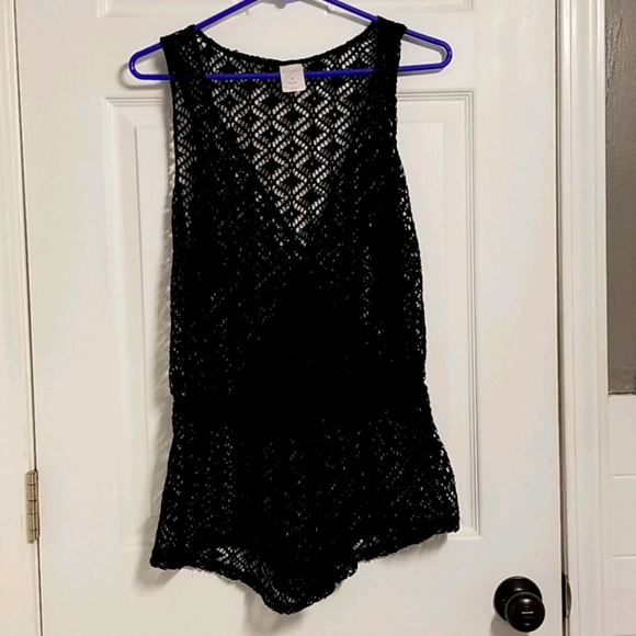 Black Swimsuit Romper Cover-Up - Picture 1 of 3